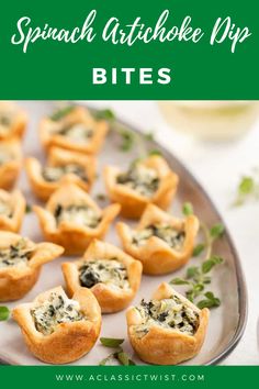 spinach artichoke dip bites on a plate