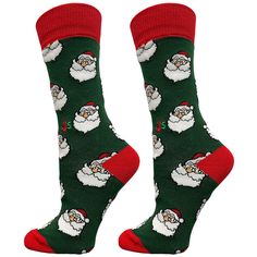 Jolly Santa Women's Crew Socks Green Fun Christmas Gift Socks, Green Novelty Socks For Winter, Playful Green Socks For Stocking Stuffers, Playful Christmas Socks For Stocking Stuffers, Playful Green Winter Socks, Women Crew Socks, Jolly Santa, St Nick, Crazy Socks