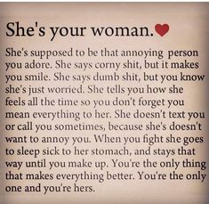 an image of a woman's poem with the words she's your woman