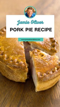 pork pie recipe on a wooden table with the title overlay reading jamie jones pork pie recipe