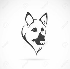 a dog's head on a white background, logo or emblem design stock photo