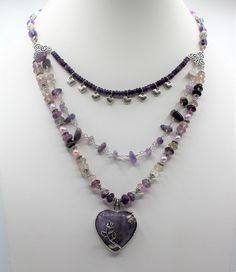 Nate Gossip Girl, Heart Beaded Necklace, Galaxy Necklace, M Design, Amethyst Heart, Necklace Purple