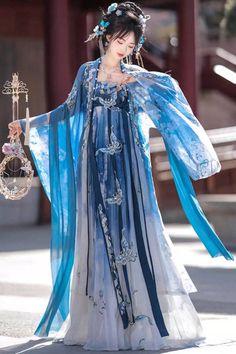 Blue Embroidered Summer Wedding Dress, Blue Long Dress For Wedding, Traditional Light Blue Dress With Floral Embroidery, Traditional Light Blue Floral Embroidered Dress, Blue Embroidered Dress For Spring Wedding, Light Blue Long Sleeve Dress With Floral Embroidery, Spring Blue Embroidered Wedding Dress, Blue Hanfu, China Clothes