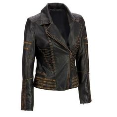 Great Shopping Womens Vintage Distressed Biker Leather Jacket, Womens Clothing Skull Fairy, Distressed Leather Jacket, Custom Leather Jackets, Biker Leather Jacket, Asymmetric Jacket, Real Leather Jacket, Biker Leather, Motorcycle Women, Lady Biker