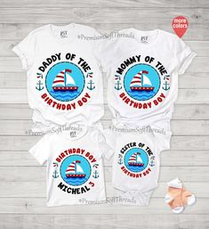 "Custom Sailor Birthday Shirt, Matching Family Birthday Outfit, Sailboat Birthday Party Shirt, Anchor Birthday Shirt Note: Please add each shirts to your cart individually and place one order. HOW TO ORDER T-SHIRT Important Note: Women V-Neck shirts are relax fitted but, Unisex Shirts run true unisex sizes. 1-) Please, Check and Review all Photos. 2-) Select Your T-Shirt Style and Size. Please note the long sleeve options are at the bottom of the drop down menu. 3-) Select Your Product Color. 4- Blue Shirt For Summer Birthday, Themed White Shirt For Birthday, Blue Summer Birthday Shirt, Family Birthday Outfit, Oh Ship Its My Birthday Shirt, Family Matching Birthday T-shirt For Summer, Customizable Family Matching T-shirt For Birthday, Affordable Family Matching Birthday T-shirt, Sailboat Birthday