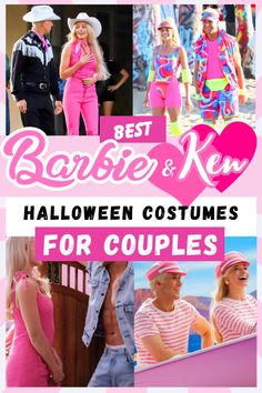 the best barbie and ken halloween costumes for couples are on display in this collage