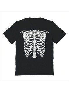 COMFY & COOL: Nearly There offers graphic shirts made of materials that are durable, comfortable, and easy to care for. Whether you're looking for a funny, inspirational, or pop-culture-inspired graphic shirt, we've got you covered.Nearly There Full Skeleton Ribcage Unisex Graphic Cotton Short-Sleeve T-Shirt Black Casual  Short Sleeve Cotton Colorblock,Halloween  Medium Stretch  Men Clothing, size features are:Bust: ,Length: ,Sleeve Length: Full Skeleton, Skull Shirt, Skull Shirts, Rib Cage, Graphic Shirt, Men Clothing, Black Casual, Graphic Shirts, Sleeve Cotton