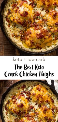 Delicious keto crack chicken thighs for a quick 30 minute dinner. Making healthy recipes is so easy on a low carb diet. Give this chicken recipe a try, you won't regret it between the ranch cream sauce, cheese or crispy bacon! Keto Chicken Thigh Meals, Keto Chicken Crockpot Meals, Keto Chicken Thigh Dinner Recipes, Keto Friendly Chicken Thigh Recipes, Keri Chicken Thigh Recipes, Keto Chicken Thigh Recipe, Keto Chicken Thigh Crockpot Recipes, Keto Smothered Chicken Recipes, Keto Skinless Chicken Thigh Recipes