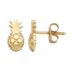 Show off your silly side in these 14k gold Charming Girl pineapple earrings! Show off your silly side in these 14k gold Charming Girl pineapple earrings! EARRING DETAILS 8 x 4.3 mm Backings: push-on screw-off Metal: 14k gold Finish: polished Nickel free Packaging: boxed Charming Girl Size: One Size. Gender: female. Age Group: kids. Pineapple Earrings, Gold Pineapple, Country Fashion Women, Girls Jewelry, Jewelry Inspo, Stud Earring, Big Brother, Charm Earrings, Jewelry Earrings Studs