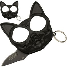 a black cat mask and keychain are shown with the caption kitty cat