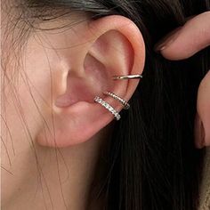 Nwt Silver Ear Cuff Set Of 3 Smoke Free Shed Free Home! Make An Offer And Bundle! Crystal Ear Cuff, Cartilage Ring, Conch Hoop, Conch Jewelry, Ear Crawler Earrings, Conch Earring, Cartilage Earrings Hoop, Ear Ring, Wrap Earrings