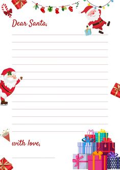 a letter to santa with presents on it