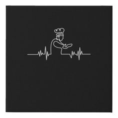 a chef with a spoon in his hand and heartbeat on the background canvas wall art print