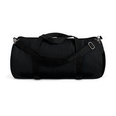 a black duffel bag on a white background