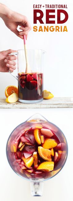 a pitcher filled with liquid and sliced oranges