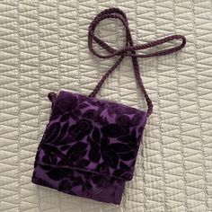 Nwt Purple Velvet Evening Bag / Purse With Strap Color/Material: Purple Velvet Strap Length: ~48 Inches Long (Total Length); ~24 Inches (Shoulder To Bag) Features: Zippered Closure Under Flap Ladies Purses Handbags, Thrifting Manifestation, Prom Purse, Purple Handbags, Company Bag, Brown Leather Crossbody Bag, Messenger Purse, Pink Crossbody Bag, Princess Luna