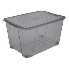 a clear plastic container on a white background