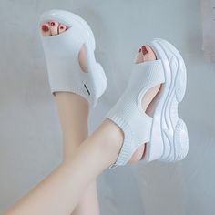 Patterned:Solid colorMaterial:FabricHeel Type:Platform HeelClosure:Slip-onToe Style:Open ToeAll-season:SummerPrinting Type:No PrintingItem ID:LV43416 Stretch Shoes, How To Stretch Shoes, Stylish Sandals, Platform Heels, Open Toe, Slip On, Solid Color, Women Shoes, Sandals