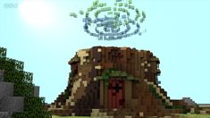 Minecraft Tree Stump Build, Tree Stump Minecraft, Minecraft Tree Stump, Minecraft Magical Builds, Minecraft Magic, Tree Stump House, Tree Stump Ideas, Stump House