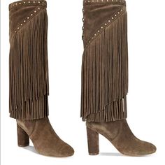 Brand: Inc International Concepts / Macy’s Style Name: Tolle New Without Tags Grey Brown Taupe Color Genuine Leather / Suede With Long Tassel Fringe & Bronze Colored Studs Talk Side Zip With Studded Detail Size 7.5 Happy To Accept Reasonable Offers! Classic Boho Bohemian Festival Rocker Tall Chunky Heel Heels Studs Rock N Roll Hippie Hippy Trendy Blogger Style Nwot Retro Vintage Style Long Tassel Fringe Genuine Leather Boho Bohemian Hippie Coastal Cowgirl Quiet Luxury Eras Tour Renaissance Texas Stud Heels, Womens Suede Boots, Taupe Boots, Velvet Boots, High Heel Boots Knee, Leather Heeled Boots, Black Boots Tall, Tall Leather Boots, Studded Heels