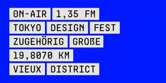 some type of blue and white sign that says on air, 35 fm tokyo design fest