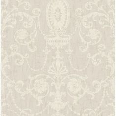 an ornate wallpaper with white and beige colors