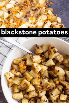 two pictures side by side one with potatoes and the other with seasonings in it