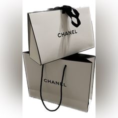 Chanel Signature Gift Box And Gift Bag Coco Chanel Gift Bags, Black Box Bag For Shopping, Trendy Box Bag As Gift, Chic White Box Bag For Gifts, Classic Black Box Bag For Gift, Classic Black Box Bag For Gifts, Trendy White Box Bag For Gift, Trendy White Box Bag As Gift, Modern White Box Bag For Gift