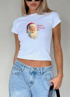 Copy of Christmas Cute y2k Baby Tee Retro Santa's favourite Ho | eBay 2000's Aesthetic, Santas Favorite Ho, 2000s Aesthetic, Christmas Cute, Y2k Baby Tee, Tees For Women, Cotton Baby, Christmas Baby, Y2k Style