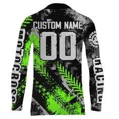 a green and black shirt with the words custom name on it