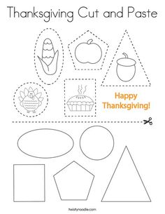 thanksgiving cut and paste worksheet for kids to practice cutting out the words happy thanksgiving