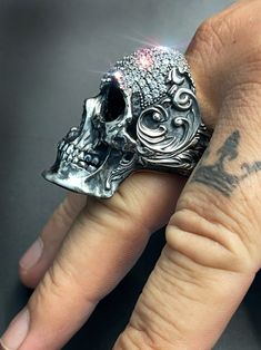 Mens Custom Jewelry, Colorful Skull Art, Skull Accessories, Symbol Of Strength, Mens Silver Jewelry, Exotic Jewelry, Mens Rings Fashion, Biker Jewelry, Girly Tattoos