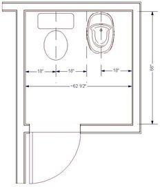 the floor plan for a bathroom with a toilet, sink and bathtub in it