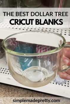 the best dollar tree cricut blanks in a glass bowl on top of a microwave