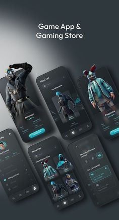 the game app and gaming store is displayed on their mobile devices, with different screens showing them