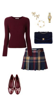 Preppy Skirt Outfits Fall, F1 Wags Outfits, Christmas Outfit Ideas, Sixth Form, Best Winter Outfits, Christmas Outfits, Looks Street Style, Midi Skirts, Red Outfit