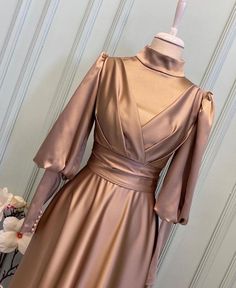 Satin Dress Hijab, Prom Night Dress, Long Sleeve Maxi Dresses, Elegant Silk Dresses, Women Party Dresses, Simple Long Dress, Afghani Dress, Chinese Style Dress