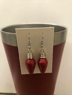 Ornament Earrings, Red Christmas Ornaments, Christmas Light Bulbs, Holiday Red, Christmas Light, Christmas 2019, Craft Sale, Winter Decor, Red Christmas