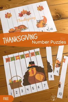 thanksgiving number puzzles for kids to practice counting