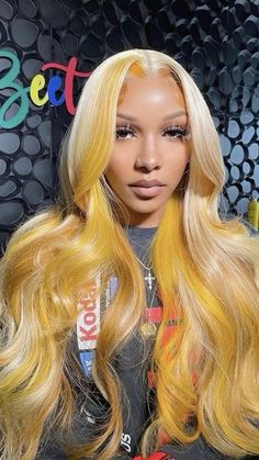 Yellow Blonde, Frontal Wig Hairstyles, Colored Wigs, Yellow Hair