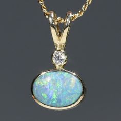 Natural Australian Boulder Opal And Diamond 18K Gold Pendant Code -Gpa138 Australian Boulder Opal, Filigree Pendant, Opal Auctions, Bespoke Jewellery, Small Pendant, Boulder Opal, Pendant Design