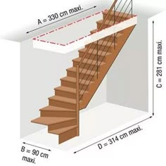 a drawing of a stair case with measurements