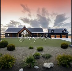 an image of a beautiful house at sunset