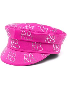 crystal-embellished baker boy hat from RUSLAN BAGINSKIY featuring fuchsia pink, cotton, crystal embellishment, all-over logo print and curved peak.BRIM: 5.0 CentimetresCIRCUMFERENCE: 60.0 Centimetres Girly Hat, Chloe 2024, Trendy Caps, Dream Wishlist, Jewerly Bracelets, Fav Products, Baker Boy Hat, Woman Accessories, Fashion Moodboard