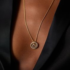 "This is a unique Diamond long necklace, featuring a 14K gold spiral, pave set with white diamonds, the perfect swirl pendant. Symbolizing life, consciousness, and creation, the spiral represents the journey and change of life as it unfolds and leads to the source. Our mystical Spiral pendant is a feat of contemporary design and diamond setting. Presented on a long and delicate gold chain, the everlasting loops of pavé diamonds enchant and delight as each stintillating curve swirls into infinity Spiral Shaped Diamond Gold Jewelry, Spiral Yellow Gold Jewelry With Diamond Accents, Elegant Gold Swirl Necklace, Gold Spiral Jewelry With Diamond Accents, Spiral Gold Jewelry With Diamond Accents, Elegant Yellow Gold Spiral Necklace, Luxury White Gold Spiral Jewelry, Diamond Long Necklace, Change Of Life