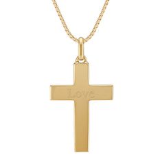 With a basic and classic design  this cross necklace is a handsome staple to any wardrobe. The cross measures one inch in length  is crafted of quality 14 karat yellow gold  and hangs from a matching 24-inch box chain. Yellow Gold Cross Necklace, Rose Gold Christmas Tree, Mens Cross Necklace, Rose Gold Christmas, Healthy Relationship Tips, Get Closer To God, Christian Posters, Gold Cross Necklace, Good Luck Quotes