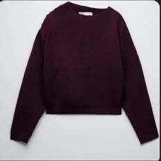 Nwt Asymmetrical Collar Sweater. Color Is More Purple Than Burgundy But Listed As Burgundy On Website. Polyester/Acrylic Mix Casual Asymmetrical Knit Top For Winter, Casual Solid Asymmetrical Sweater, Casual Asymmetrical Sweater, Casual Asymmetrical Knit Top, Casual Asymmetrical Knit Top For Fall, Burgundy Knit Sweater, Asymmetrical Collar, Zara Sweater, Collar Sweater