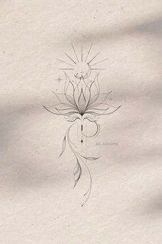 a drawing of a flower on white paper