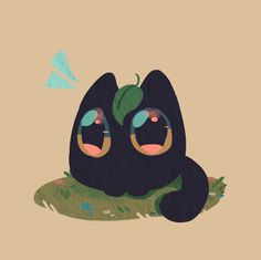 a black cat sitting on top of a green leaf