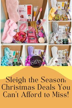 a box filled with lots of different items and the words sleigh the season christmas details you can't afford to miss